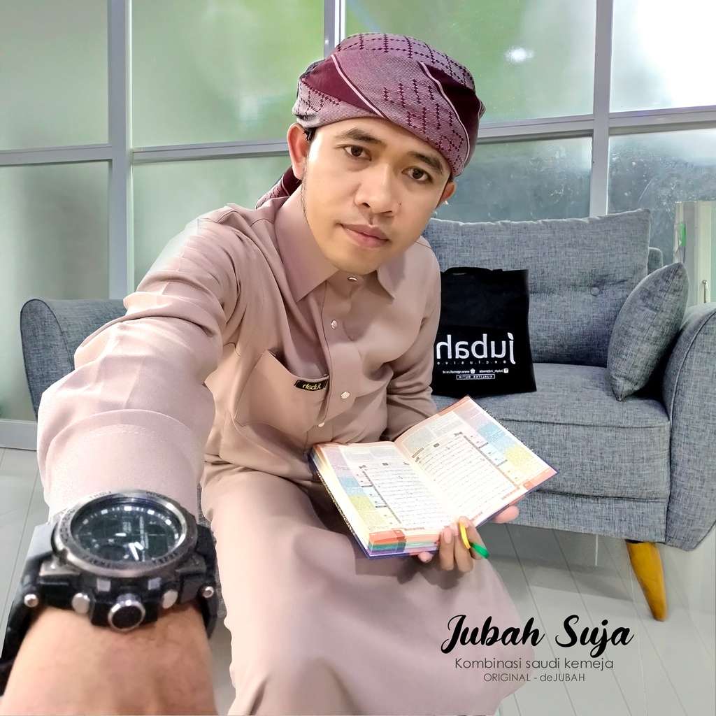 DeJubah - Jubah SUJA (Saudi & Kemeja) Jubah pria gamis dewasa berkerah kemeja dan lengan bermanset-2