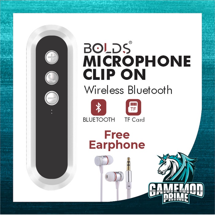 Microphone Wireless Bluetooth clip on vlog Free Earphone Support MIC BT SUpport Micro SD MP3