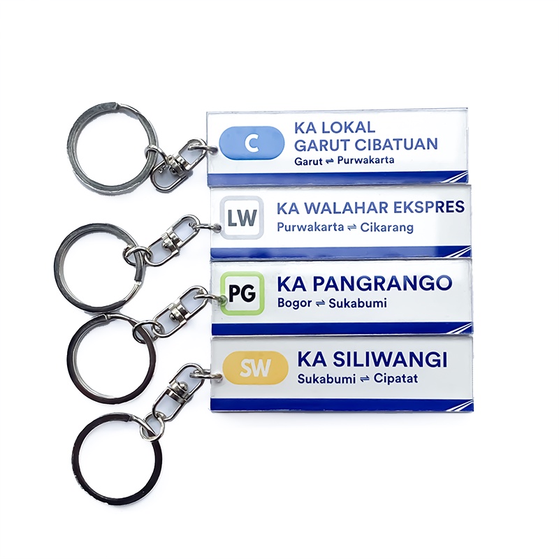 Railindo - Gantungan Kunci Papan Nama Kereta Api Lokal / Commuter Line / Aglomerasi / Perintis terba
