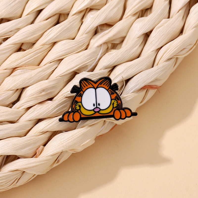 Bros Pin Enamel Desain Kartun Hewan Kucing Garfield Lucu Untuk Anak