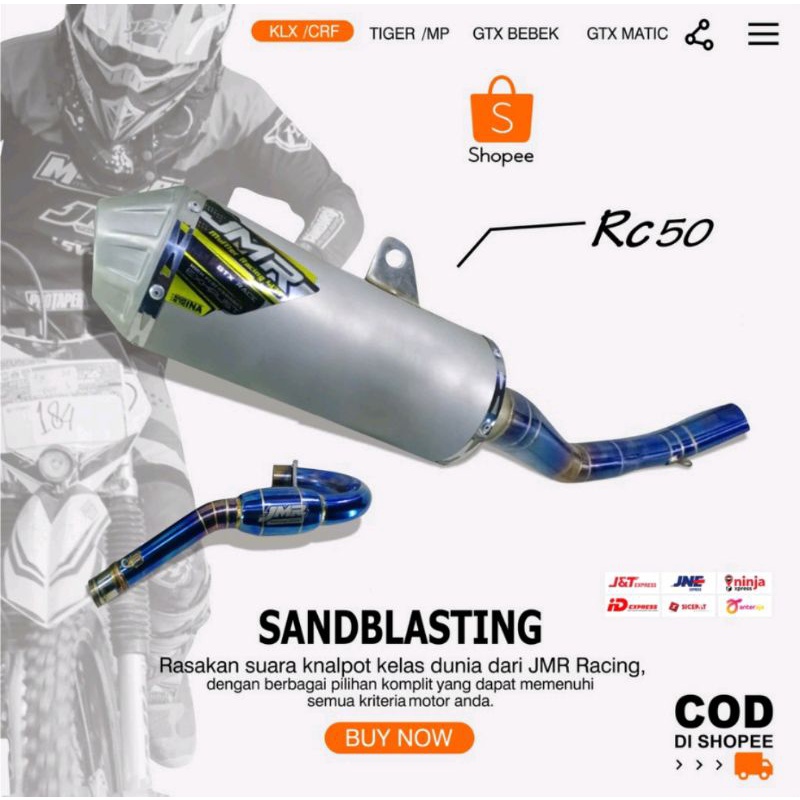 Knalpot klx knalpot crf original Jmr racing 4135 type RC 50 sandblasting