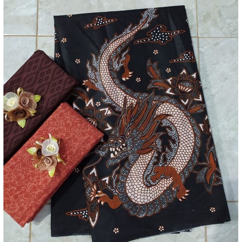Rm Kain Batik Printing Dasar Hitam Motif Naga Kain Batik Atasan Batik Pekalongan Murah