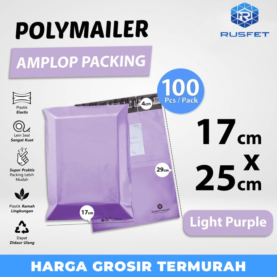 

Polymailer PURPLE 17x25cm Amplop Plastik Packing Olshop Premium / Pack