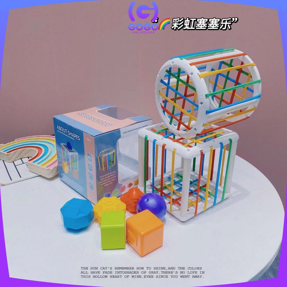 GOGO-M196 Mainan Rainbow Puzzle Kerincingan Bayi Sorting Puzzle Mainan Edukasi Anak Montessori Toys