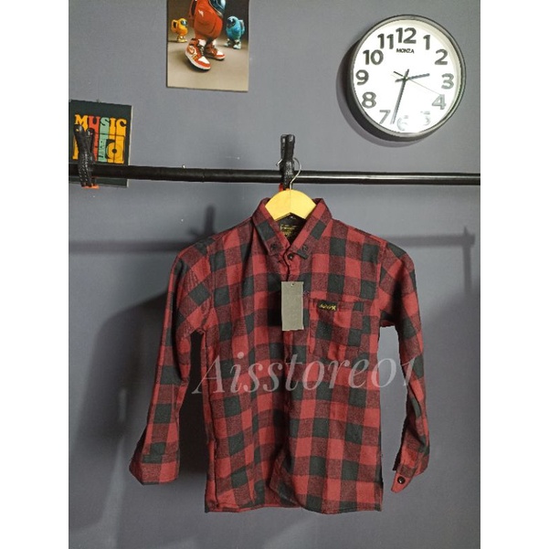 KEMEJA FLANEL IMPORT SUPER ANAK USIA 1-12 TAHUN kotak merah