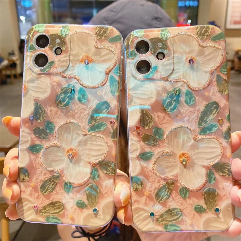 Case Desain Lukisan Cat Minyak Bunga Camellia Untuk IPhone 12 13 11 Pro Max X Xs Max Xr Ffdgd