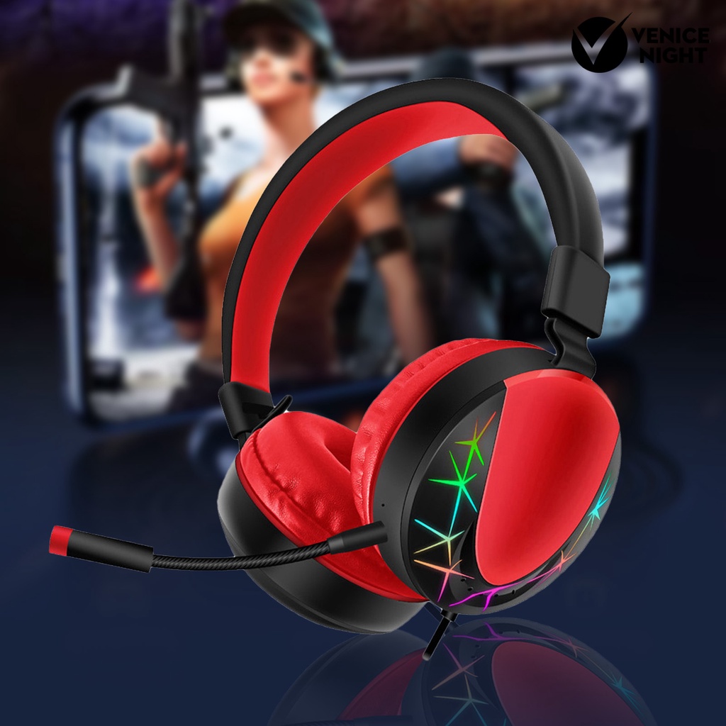 (VNEP) (Berkabel) AKZ-021 Headset RGB Luminous Retractable Dynamic Headphone untuk Gaming