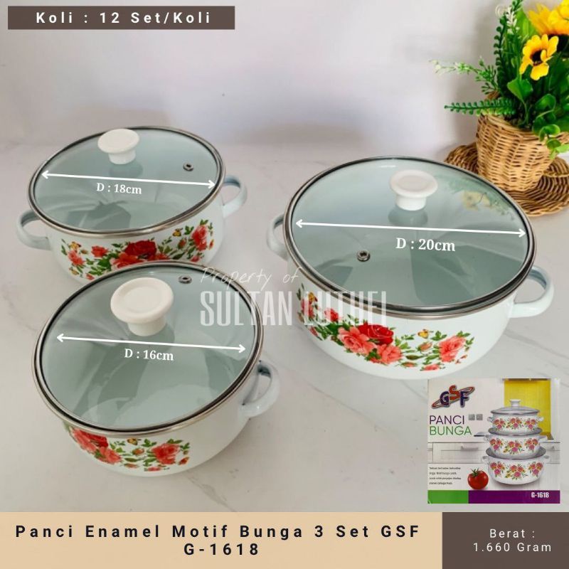 Panci bunga set tutup kaca gsf panci bunga susun tutup kaca