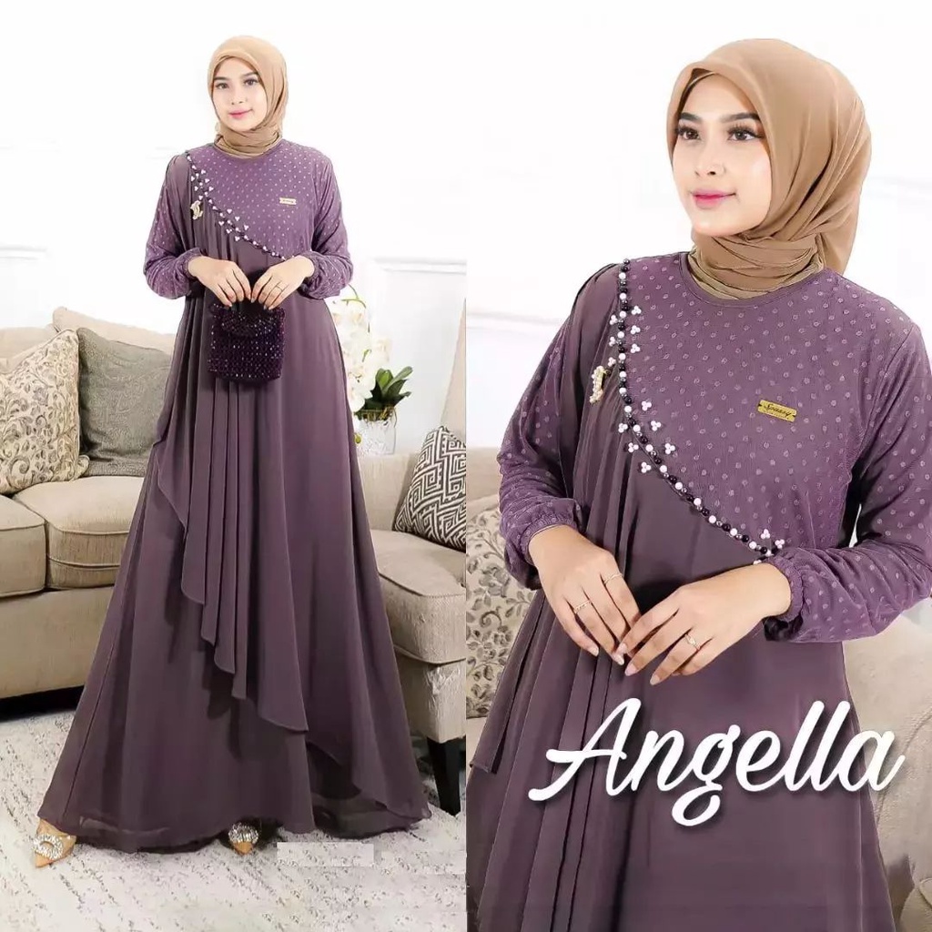 Angella Maxy Dress Wanita Dress Maryam, Bahan Crinkle airflow premium, LD 110 PB 140