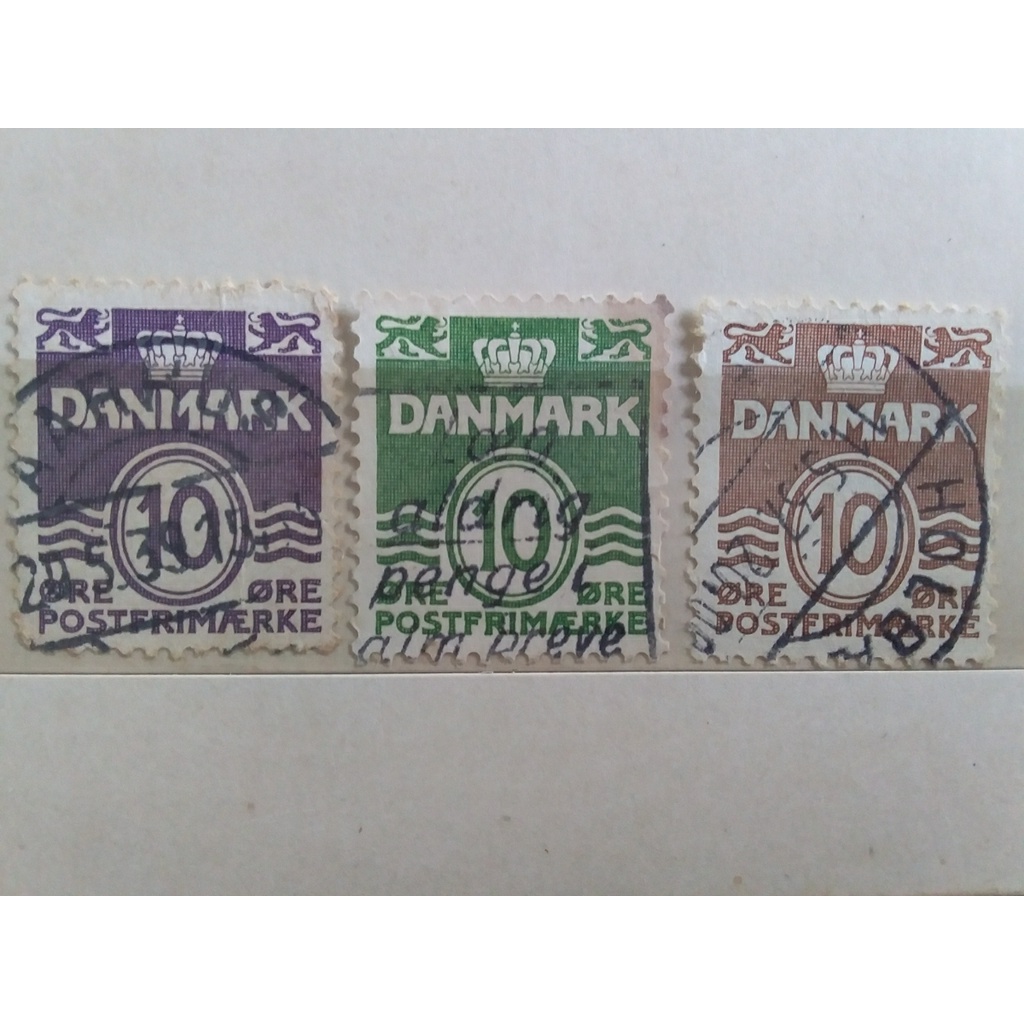 

prangko denmark wavy lines lencana 3 lembar used