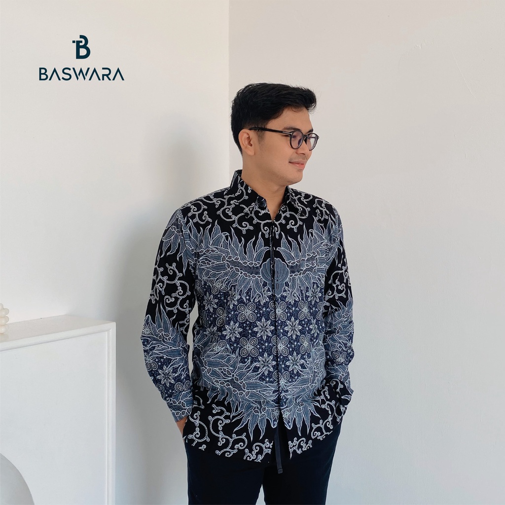Baswara Batik Bestari Lengan Panjang Biru Hitam A39