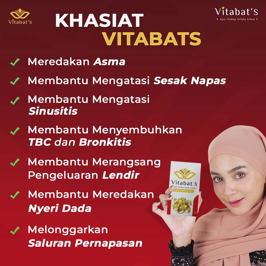 Obat Asma VITABATS Herbal Sesak Nafas Batuk Sembuh Tanpa Efek Samping Tradisional Paling Ampuh Obat Paru Paru Bronkitis Sinusitis TBC