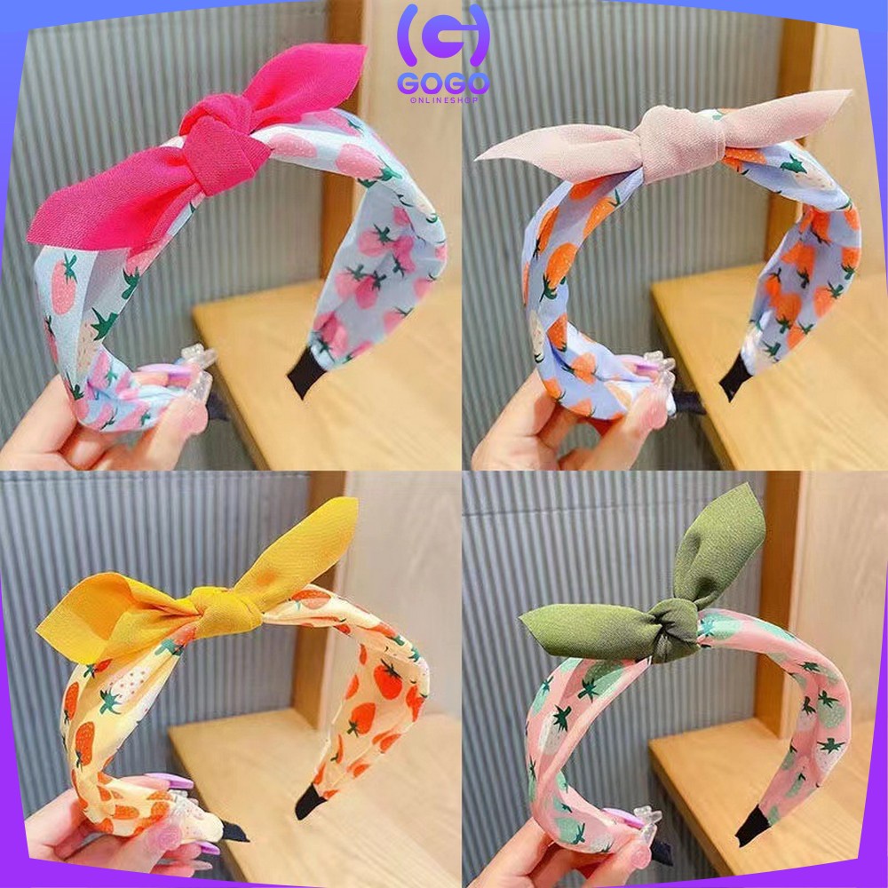 GOGO-C741 Bando Anak Bandana Kain Motif Pita Kupu Model Simpul Headband Aksesoris Rambut Wanita Ala Korean Style Import