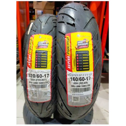 Paket Ban Motor Sport 120 60 & 160 60 ring 17 Aspira Premio Sportivo CBR Ninja FI 250 R25