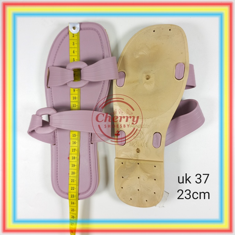 M2501-23 Sandal Selop Wanita Ban 2 Verotino Sendal Slop Cewek Glanzton Karet Jelly Lentur Empuk