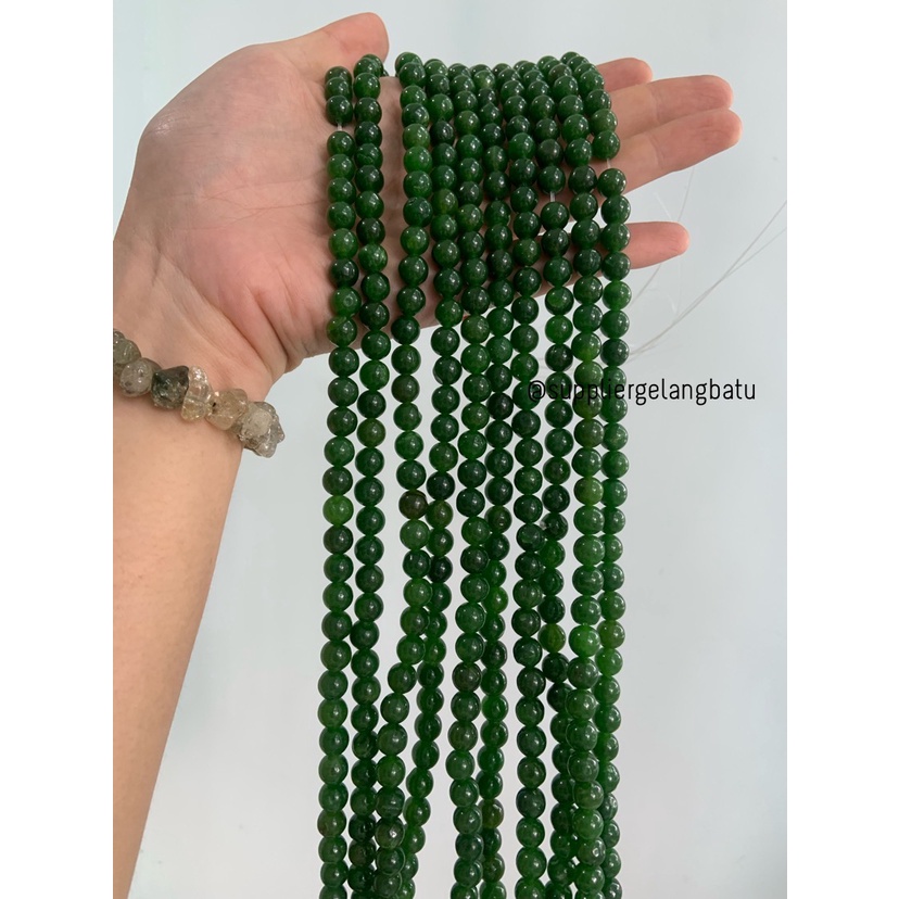 batu black jade aceh serat muda 8mm renceng kalung gelang akik giok