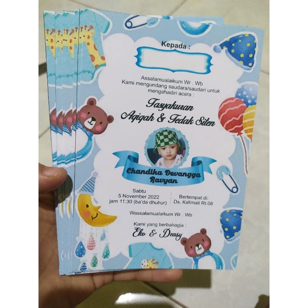 undangan tedak siten/aqiqah custom free plastik