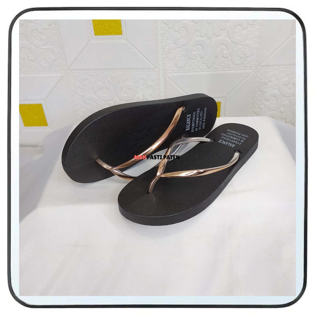 Sandal Jepit Karet Hitam Balance Perempuan Sandal Flat Jelly Termurah