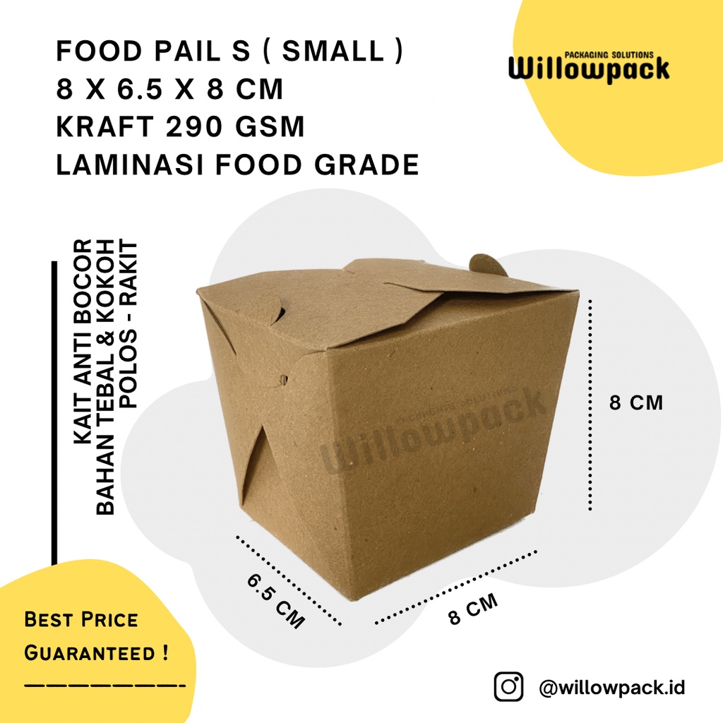 FOOD PAIL S SMALL 8x6.5x8 KRAFT LAMINASI RICE BOX NASI SNACK