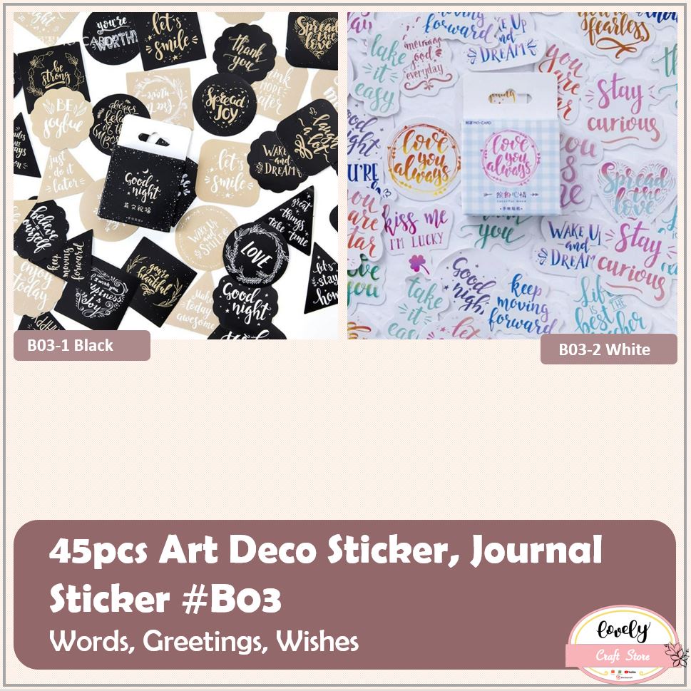 

LovelyCraftStore | B03 ~ 45pcs/box sticker journal, bullet journal art deco sticker, scrapbook, diary, decoration sticker mahar