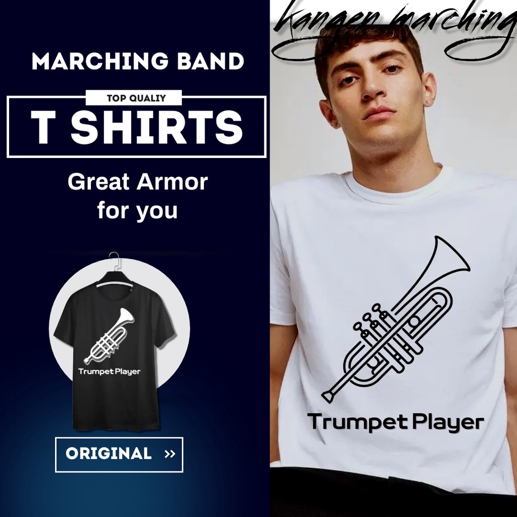 Pakaian Kaos T Shirt Pemain Terompet Trumpet Player Pria Wanita Marching Band Drum Band Lengan Pende