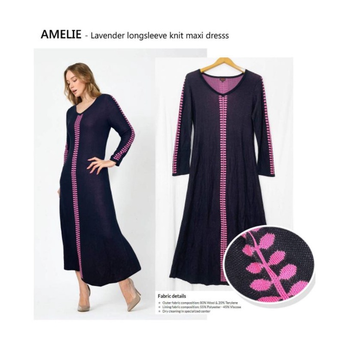 Amelia knit Maxi dress (Black Corak Pink)