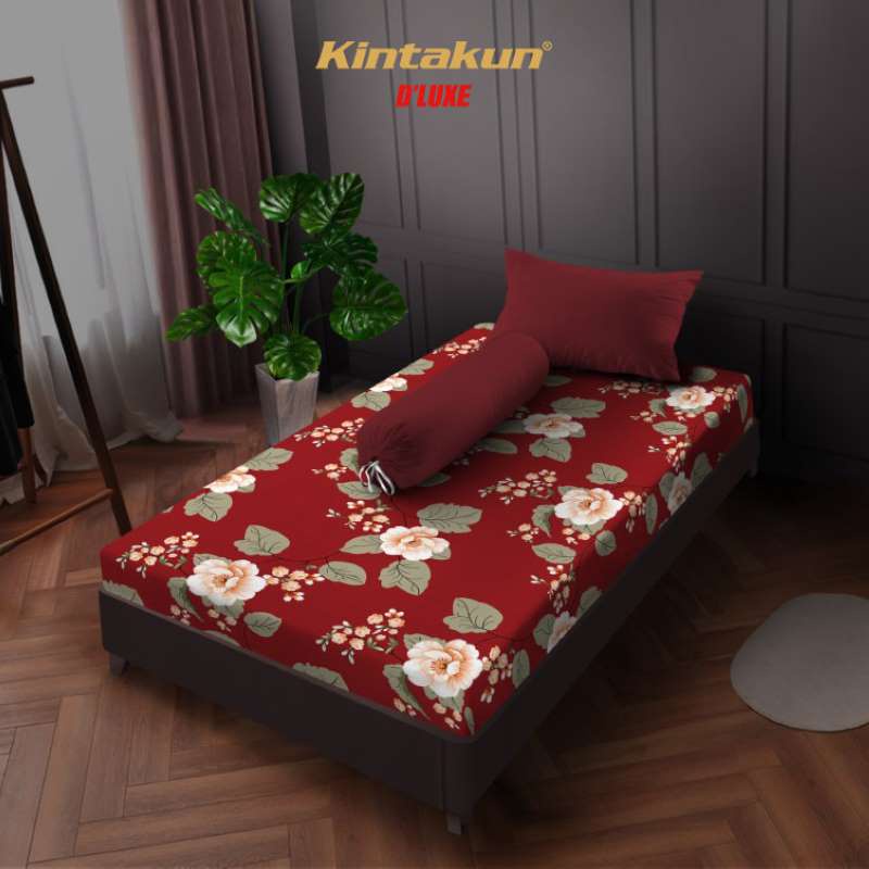 Kintakun Sprei Flat 100/120 Aini Bunga Dluxe Microtex Merah