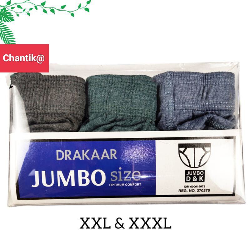 DRAKAAR celana dalam Pria Katun JUMBO 773 XXL-XXXL Sekotak isi 3pcs