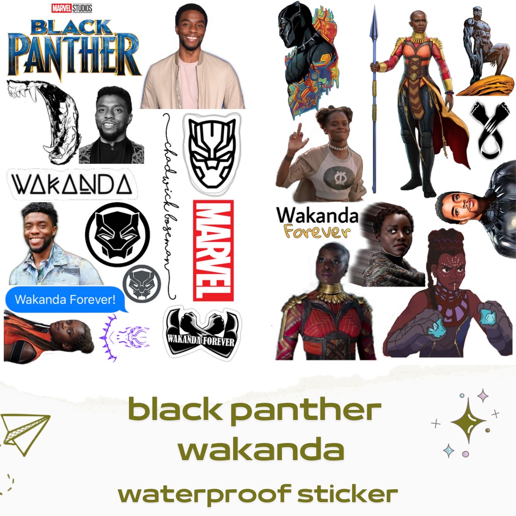 

WATERPROOF STICKER ISI 25 WAKANDA FOREVER BLACK PANTHER ISI 3 LEMBAR- MARVEL CHADWICKBOSEMAN LUPITA NYONGO untuk LAPTOP HP NOTEBOOK JOURNAL