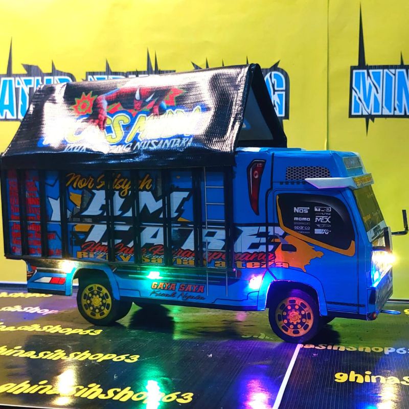 Promo Miniatur Truk Oleng full lampu terpal murah bisa belok mainan