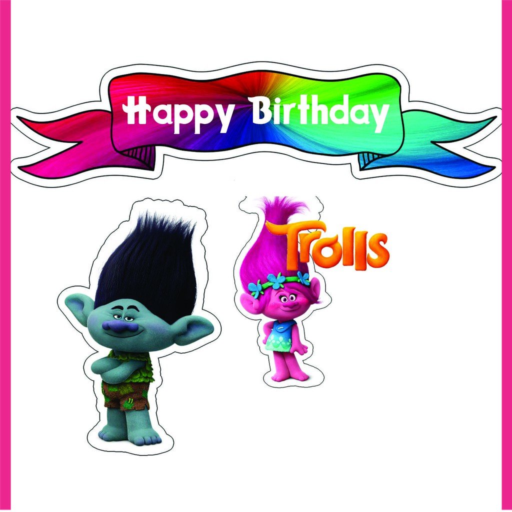 

BIGBAG TOPPER CAKE ULANG TAHUN / HIASAN KUE TROLLS