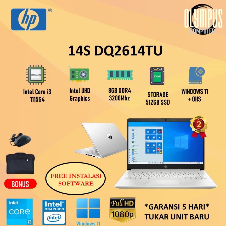 Jual Laptop Hp 14s Dq2614tu I3 1115g4 8gb 512ssd W11ohs 14fhd Ips Shopee Indonesia 8633