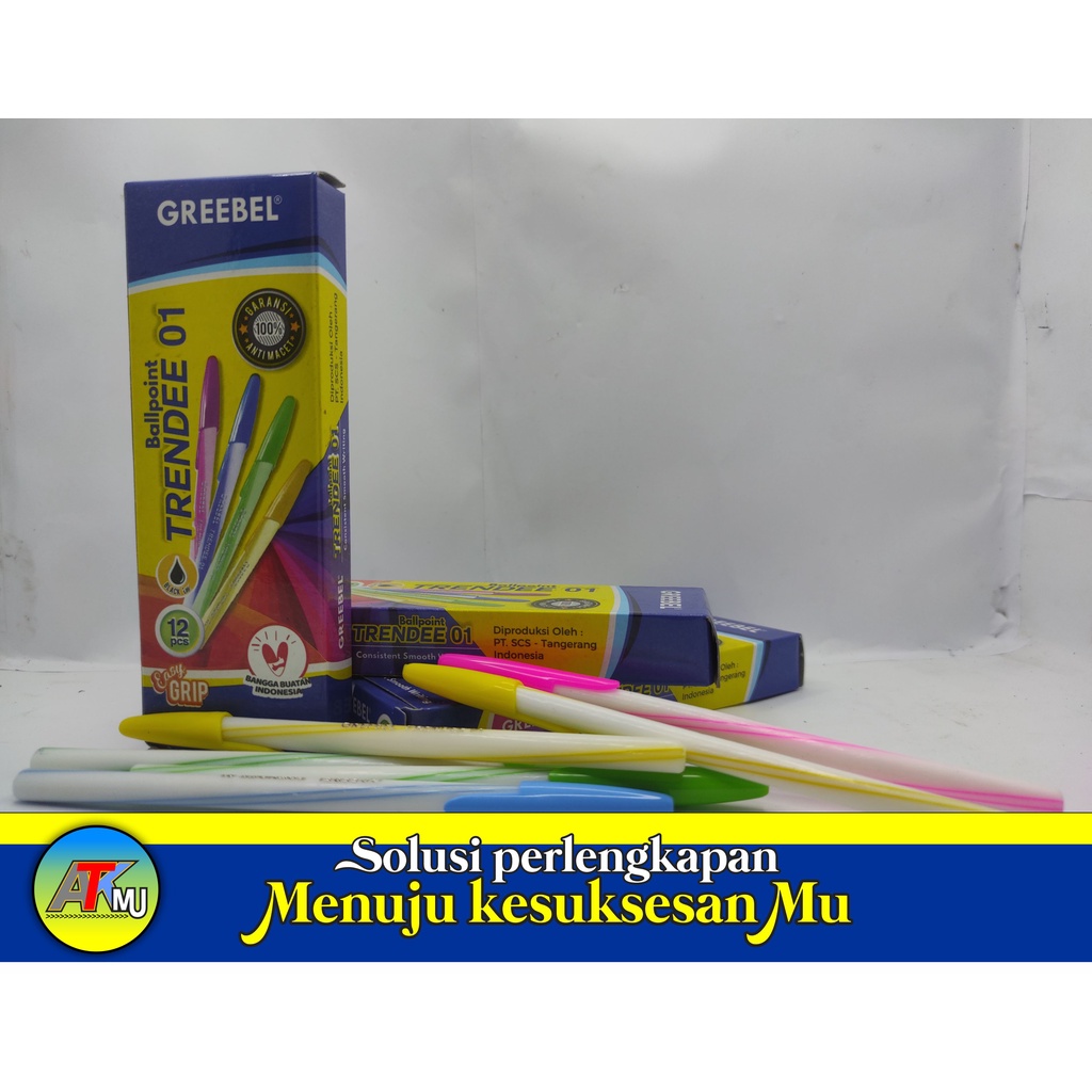 

Pena / Pulpen Grebel Murah Warna Warni 1box/12