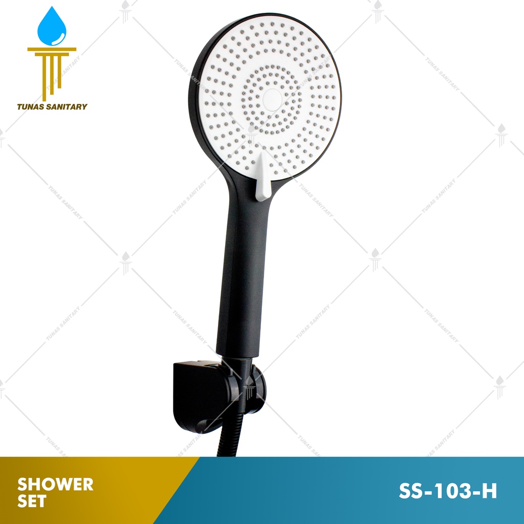 Hand Shower Mandi Head Set ABS Hitam Black Multi 3 Fungsi Mode SS-103-H