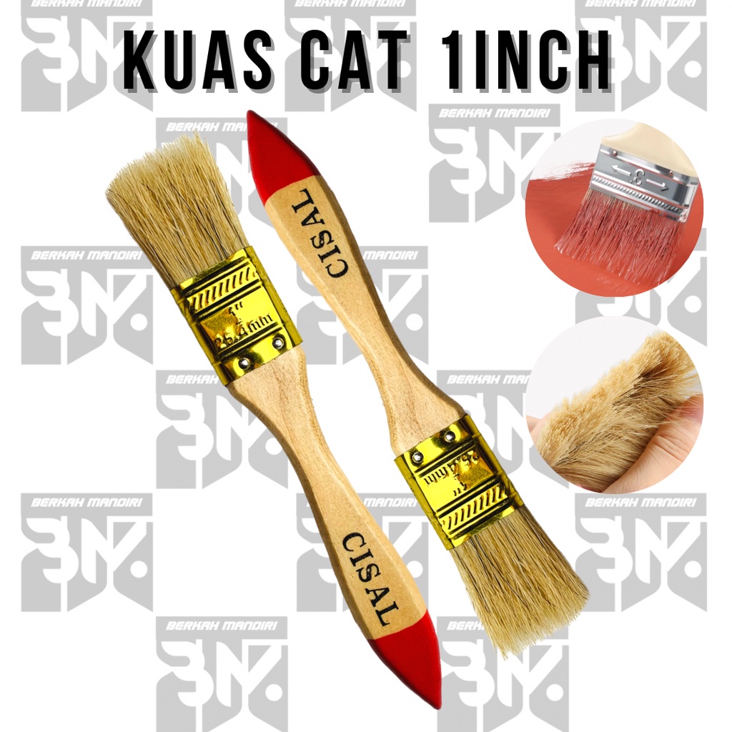 Kuas Cat Tembok Dinding Gagang Kayu Ukuran 1inch Koas Cat Besi Murah/Alat Cat Tembok/Kuas Bulu