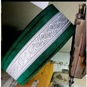 Peci/Songkok/Kopiah Bludru Hijau Renda Silver