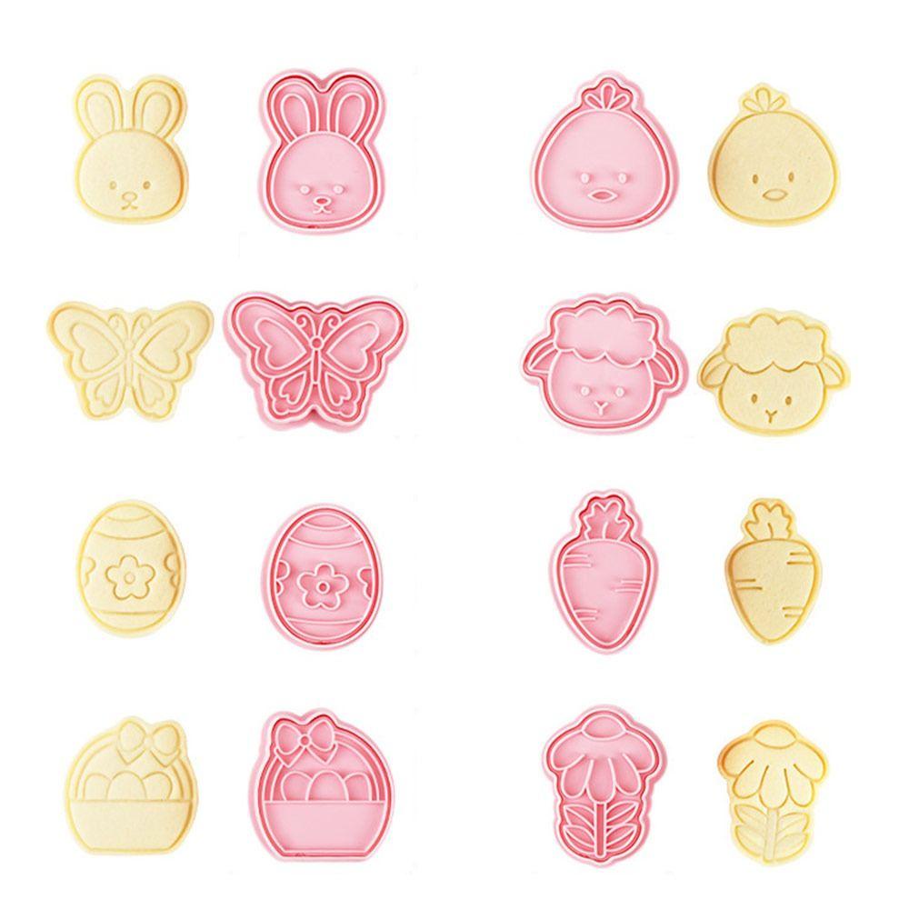 Solighter 8pcs/set 3D Easter Rabbit Makanan Fondant Pastry Dekorasi Plunger Cookie Cutter