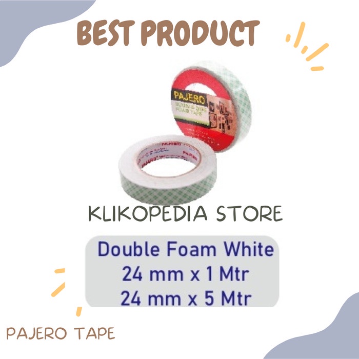 

Double Tape Foam PAJERO Putih 1" x 6 Yard
