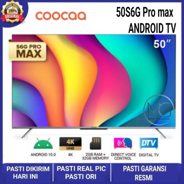 COOCAA 50S6G PRO MAX - Android Digital TV - Far Field Voice Control - TANPA PENGAMAN Murah