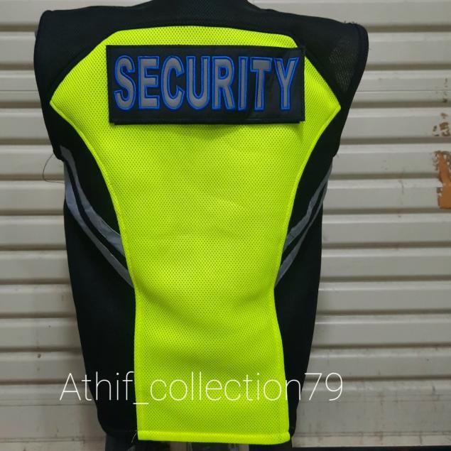 Rompi Satpam Security Jaring Double Mess Tebal + Atribut Logo Nama - SECURITY, M