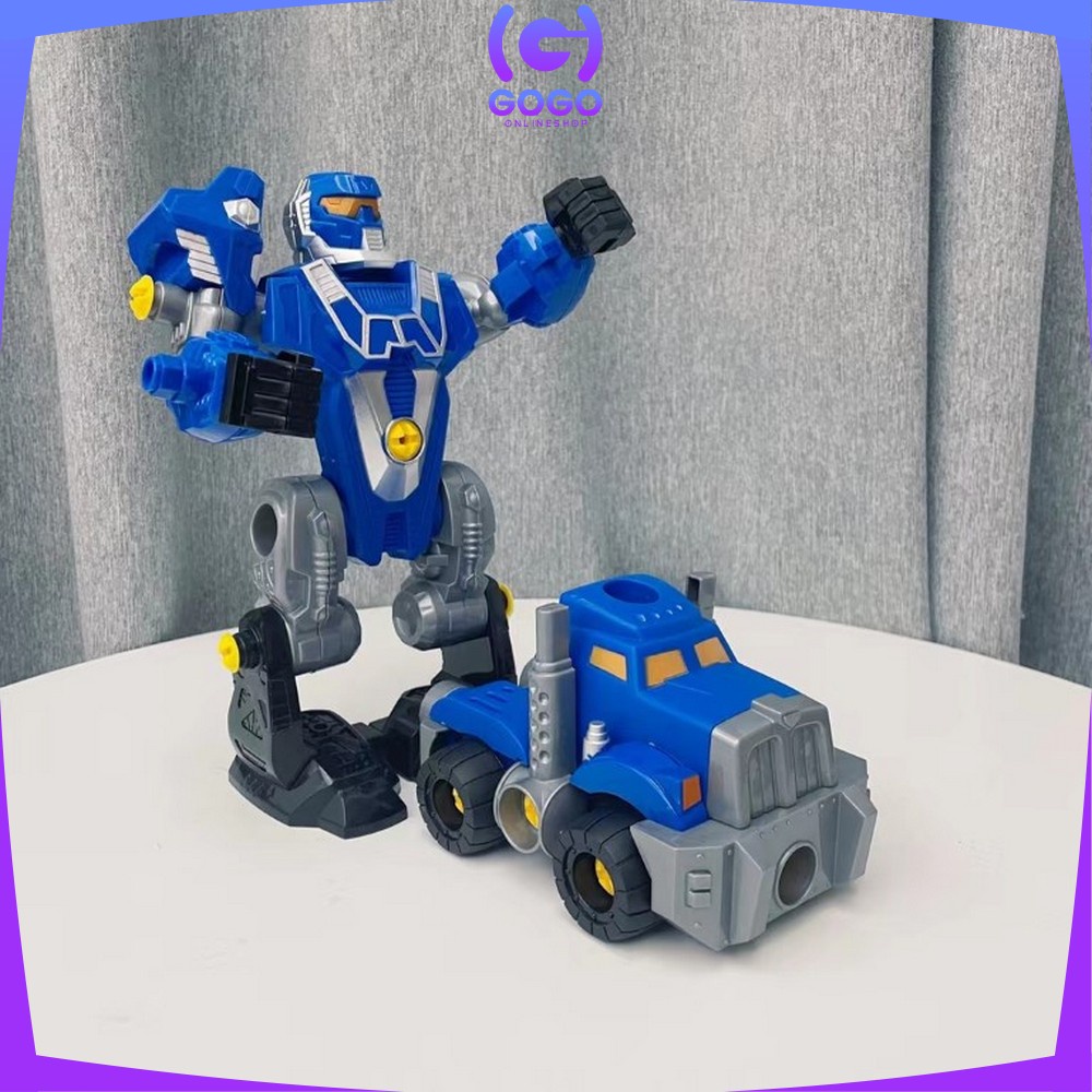 GOGO-M214 Mainan Robot Anak Laki Laki Robot Deformation 2IN1 DIY Puzzle Toys Mainan Bongkar Pasang Dengan Obeng Listrik / Mainan Mobil Mobilan