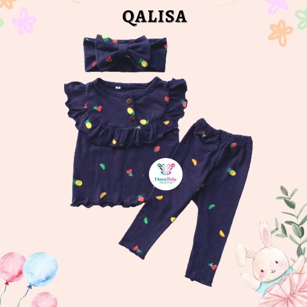Plazababyku MX QALISA setelan bayi motif bunga yang lucu + free headband PART2