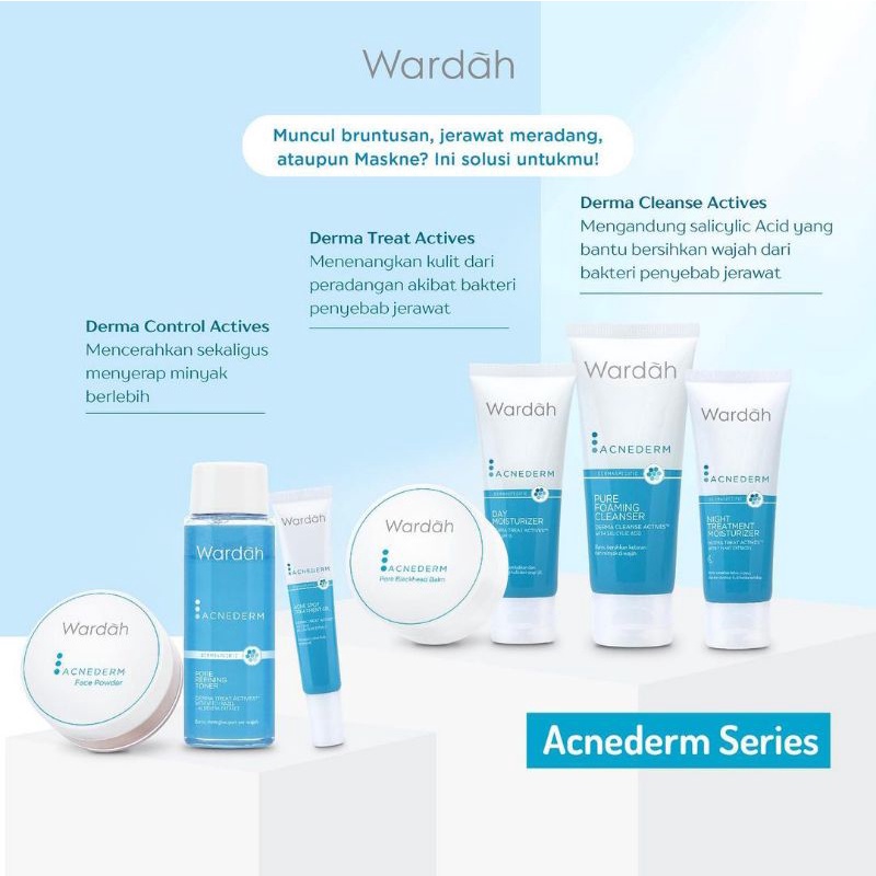 WARDAH Paket Skincare Acnederm Series||Untuk Kulit Berjerawat&amp;Bruntusan