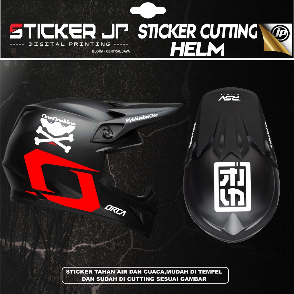 Sticker Helm Trail - Stiker Cutting - / Helm JPX Cross 1 Set Variasi Orca
