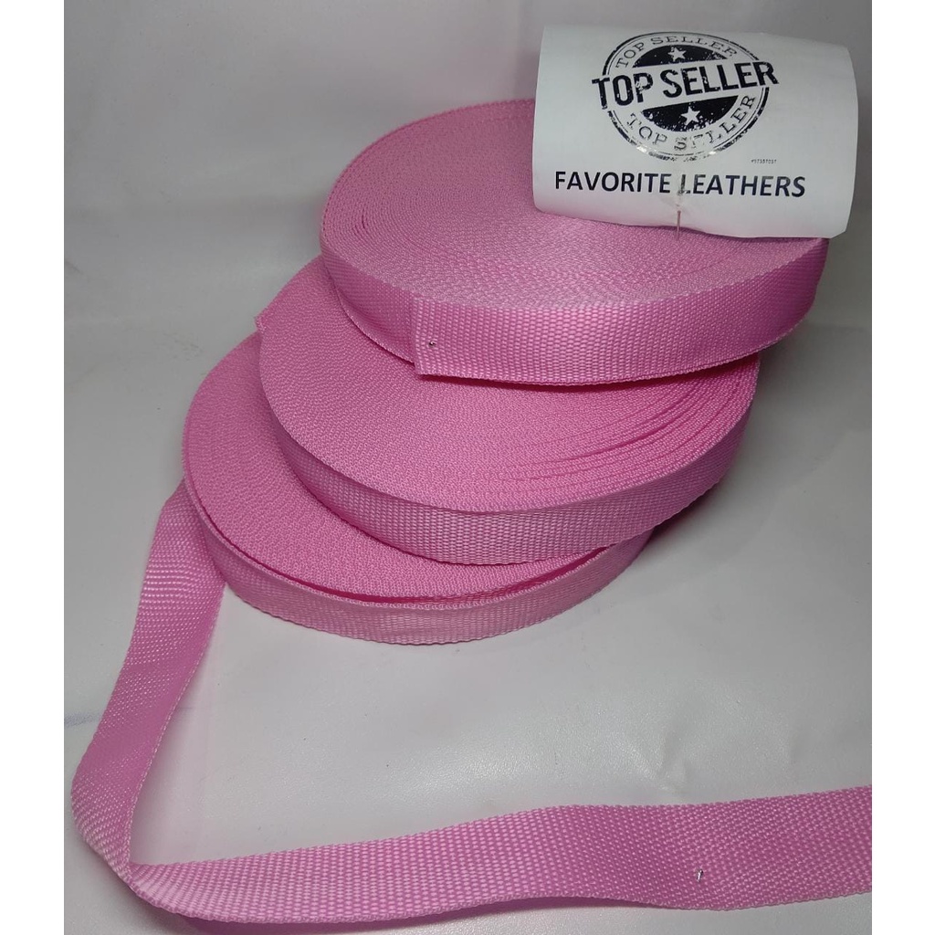 Nylon Webbing KK25 UKURAN 2,5CM /25MM / UKURAN 24METER / HARGA PER ROLL WARNA PINK MUDA