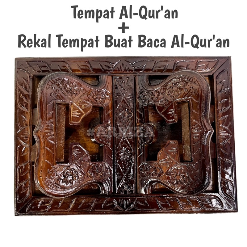 TEMPAT KITAB AL-QURAN + REKAL TEMPAT MEMBACA AL QURAN KAYU JATI ASLI