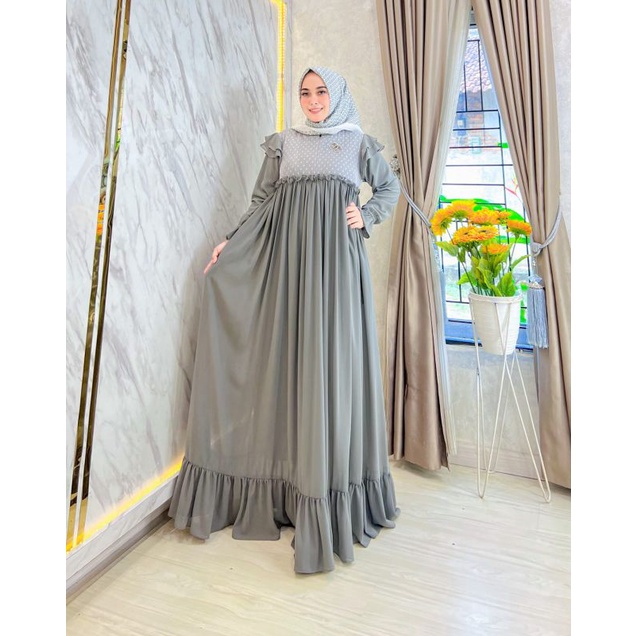 Quinza dress Ori by Denayyira gamis only / gamis mewah elegan dan simple / gamis pesta kondangan Ori