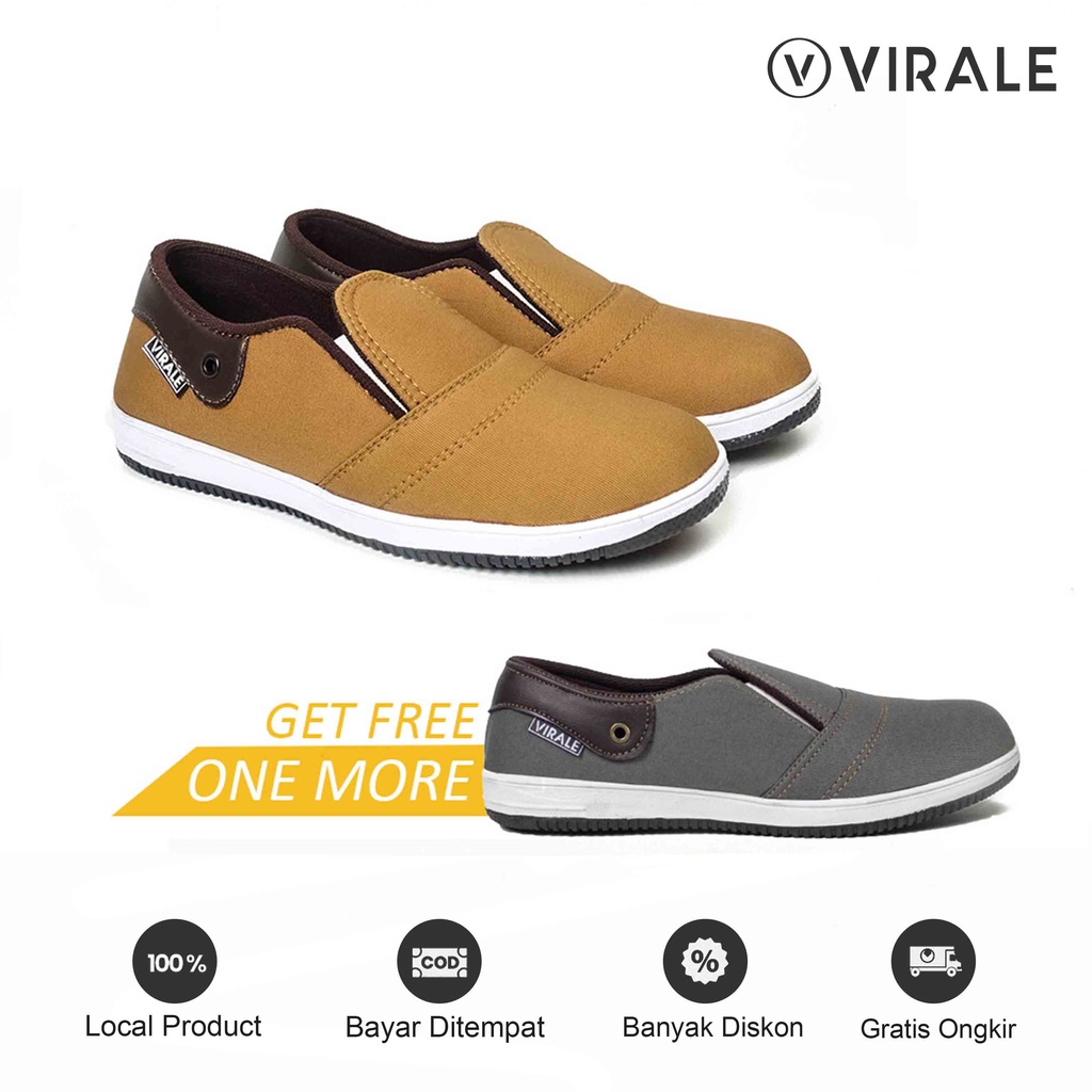 Sepatu Casual Slip On Pria Bahan Canvas CS 01 NAVY BELI 1 DAPAT 2