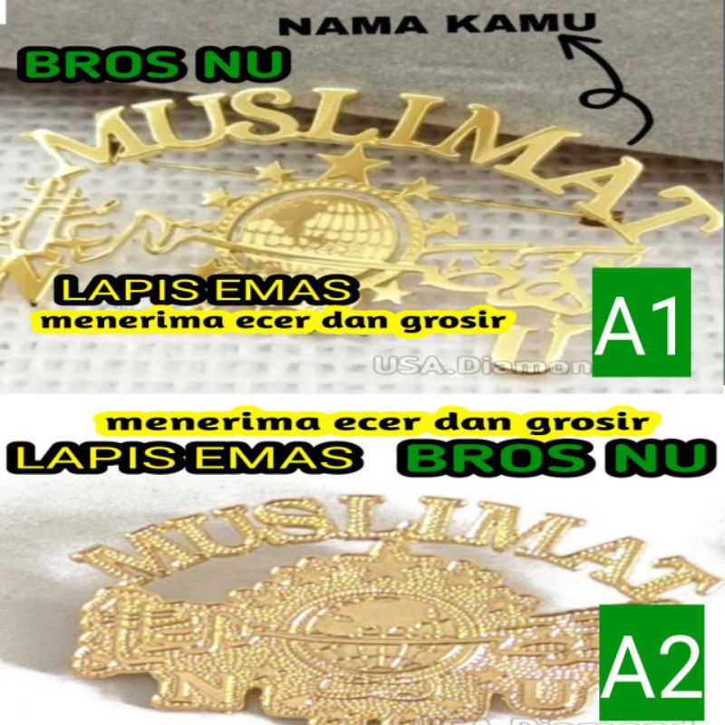 BROS NU LAPIS EMAS/ BROSS NU / BROS MUSLIMAT / PIN MUSLIMAT /BROS LAMBANG NU/BROS NAHDLATUL ULAMA