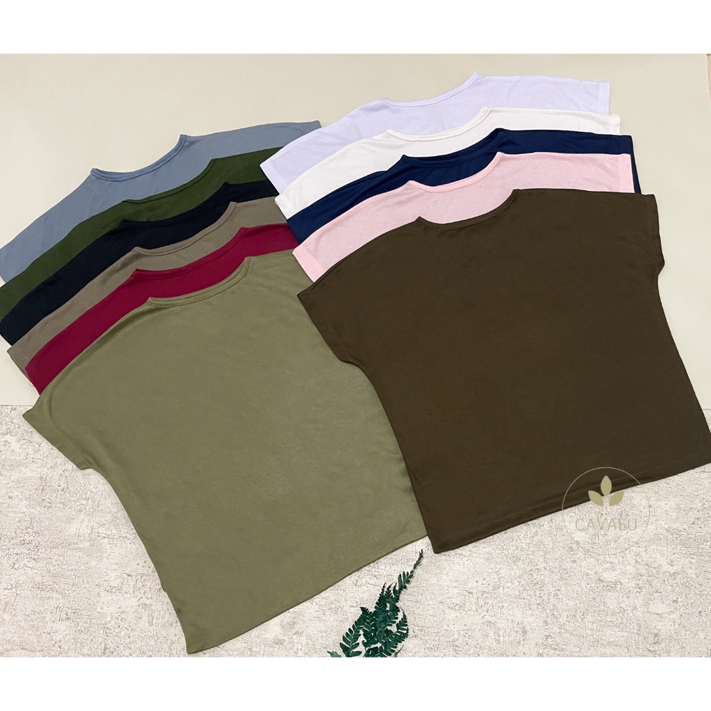 CAVALU Kaos Wanita Baju Kalong Baju Kelelawar Atasan Wanita Blank T-shirt Kaos Polos Wanita PE01